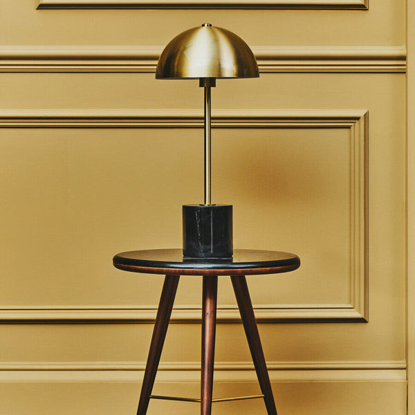 Brushed Brass Table Lamp with Black Marble Base | Murdoch