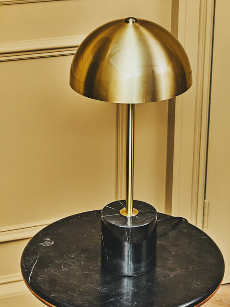 Brushed Brass Table Lamp with Black Marble Base | Murdoch
