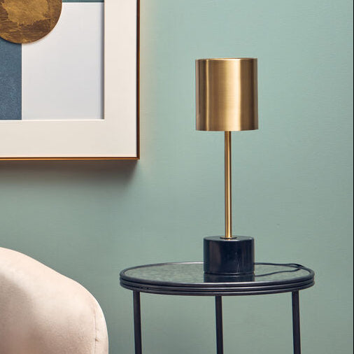 Brushed Brass Table Lamp with Black Marble Base | Palais
