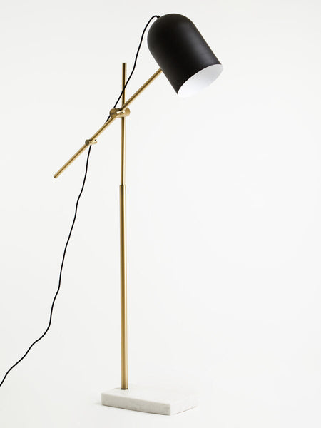 Black and Brass Finish Floor Lamp with Marble Base | Equipoise