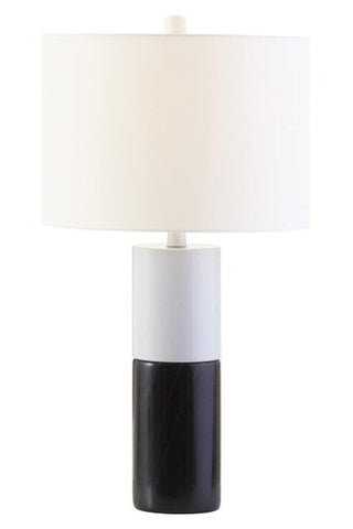 Eben Black Marble Base and White Shade Table Lamp