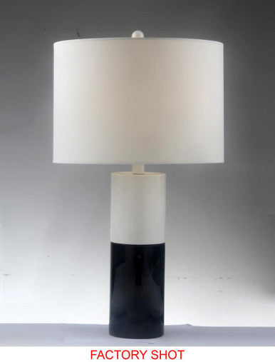 Eben Black Marble Base and White Shade Table Lamp