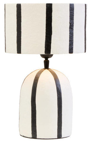 Carta 34cm Black And White Stripe Papier Mache Table Lamp