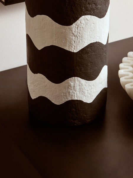 Black and White Curved Stripe Papier Mache Table Lamp | Carta