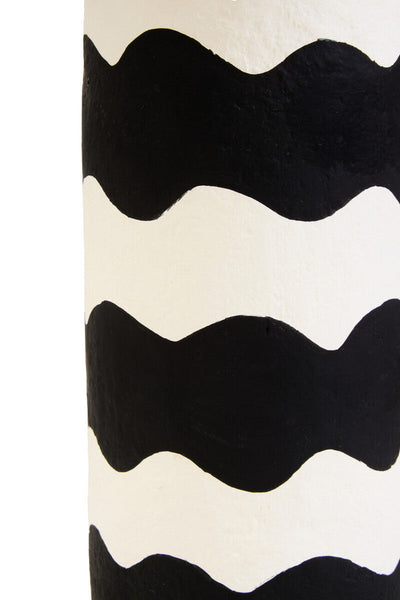 Black and White Curved Stripe Papier Mache Table Lamp | Carta