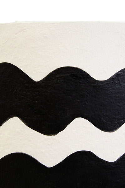 Black and White Curved Stripe Papier Mache Table Lamp | Carta