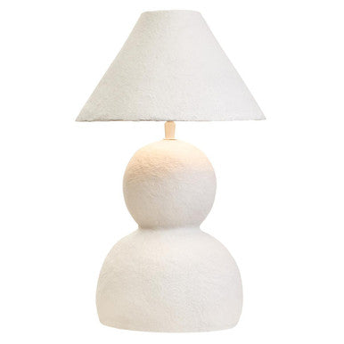 White Papier Mache Table Lamp | Carta