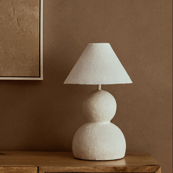 White Papier Mache Table Lamp | Carta