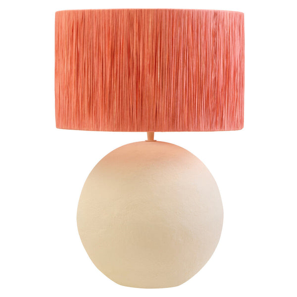 Natural Papier Mache Table Lamp with Rust Raffia Shade | Carta