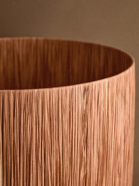 Natural Papier Mache Table Lamp with Rust Raffia Shade | Carta