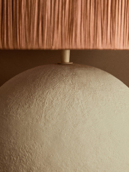 Natural Papier Mache Table Lamp with Rust Raffia Shade | Carta