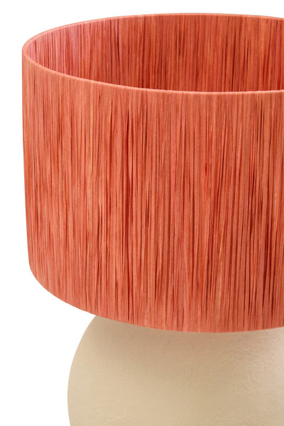 Natural Papier Mache Table Lamp with Rust Raffia Shade | Carta