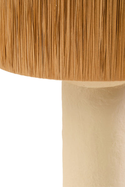 Natural Papier Mache Table Lamp with Natural Raffia Shade | Carta
