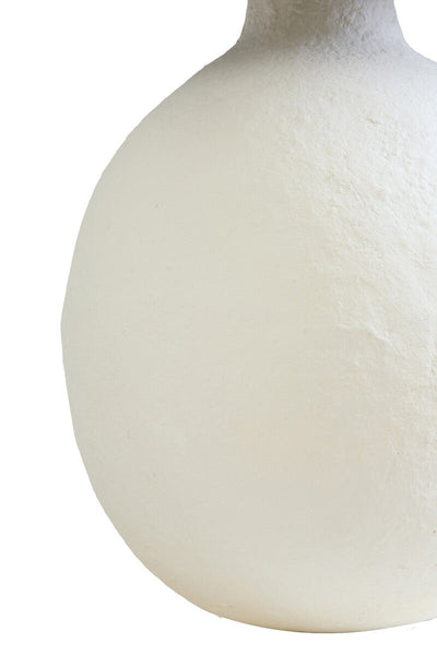 White Papier Mache Table Lamp with Black Raffia Shade | Carta