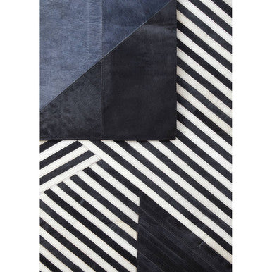 Bosie Safira Small Black And Grey Deco Hair on Leather Rug