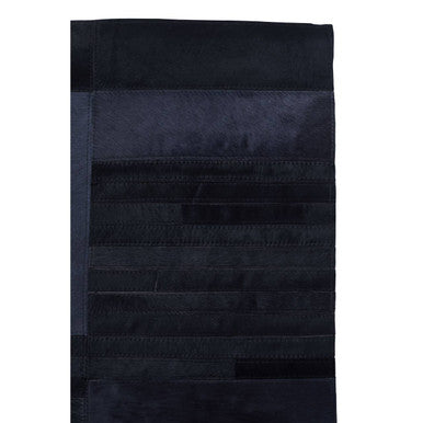 Bosie Safira Small Black And Grey Deco Hair on Leather Rug