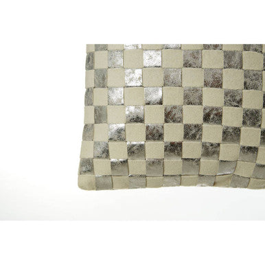 Bosie Kensington Townhouse Square Ivory And Silver Check Cushion