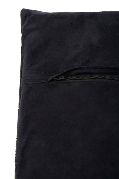 Bosie Safira Black Hair on Leather Patchwork Cushion