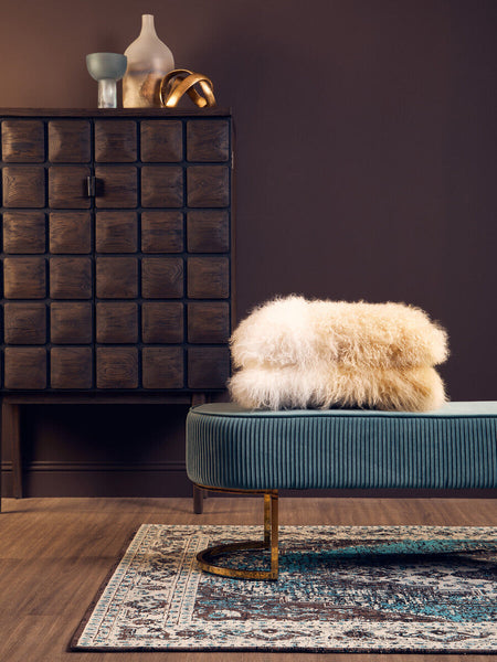 Bosie Real Mongolian Fur Natural Ombre Rectangular Cushion