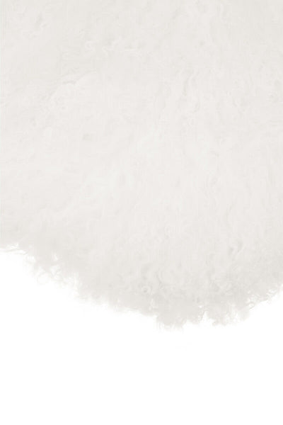 Bosie Real Mongolian Fur White Round Cushion