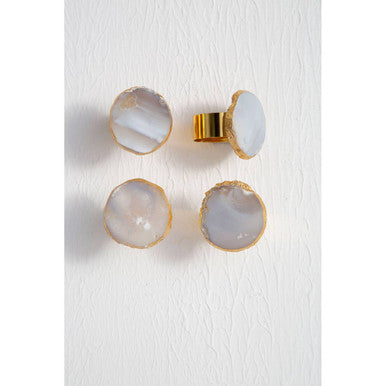 Bowerbird Agata Grey And Gold Napkin Rings