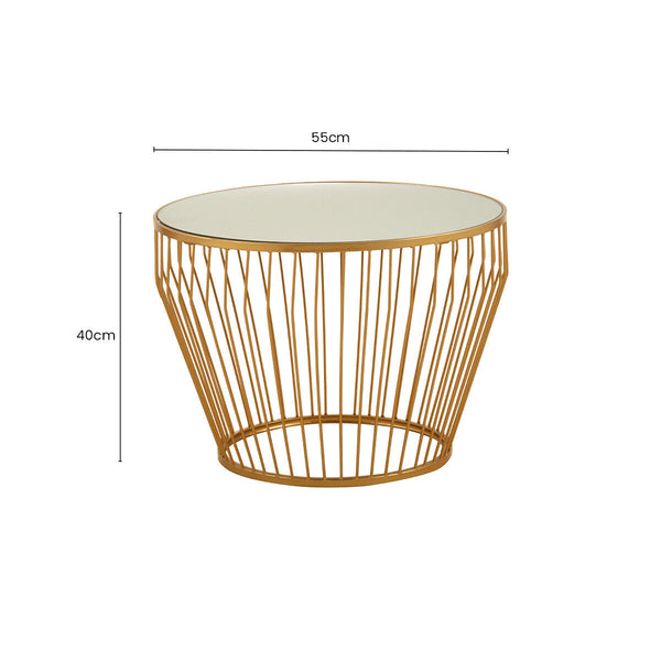 Avantis Gold Finish Round Side Table with Tapered Design