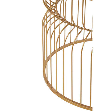 Avantis Gold Finish Round Large Side Table with Cinched Frame Design