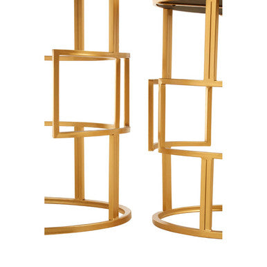 Avantis Gold Finish Set of 2 Round Side Tables with Maze Design