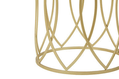 Avantis Gold Finish Set of 2 Round Side Tables with Petal Design