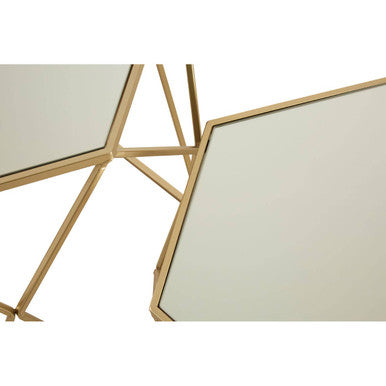 Avantis Champagne Finish Set of 2 Hexagonal Side Tables with Geometric Prism Design
