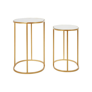 Avantis Gold Finish Set of 2 Oval Side Tables
