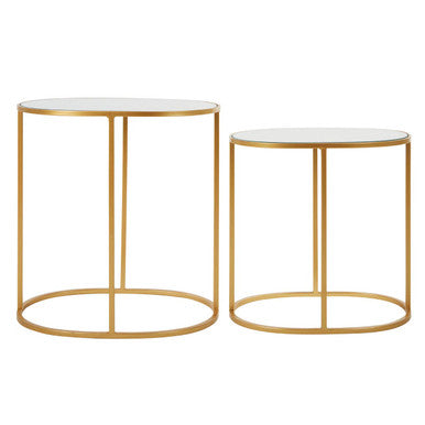 Avantis Gold Finish Set of 2 Oval Side Tables