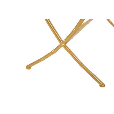 Avantis Gold Finish Set of 2 Rectangular Side Tables with Bamboo Design