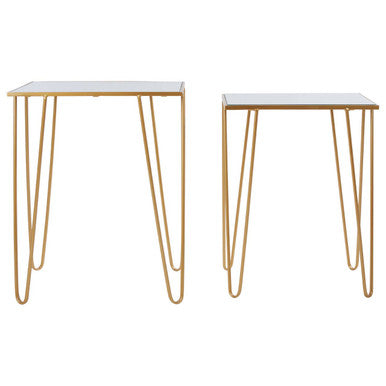 Avantis Gold Finish Set of 2 Rectangular Side Tables with Hairpin Legs