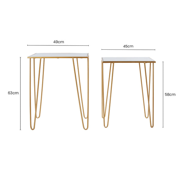 Avantis Gold Finish Set of 2 Rectangular Side Tables with Hairpin Legs