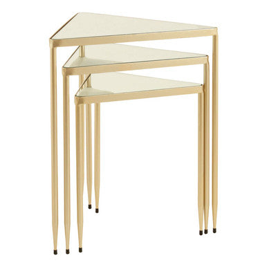 Avantis Champagne Finish Triangular Set of 3 Nesting Tables