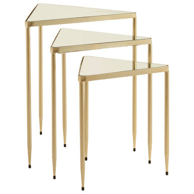 Avantis Champagne Finish Triangular Set of 3 Nesting Tables