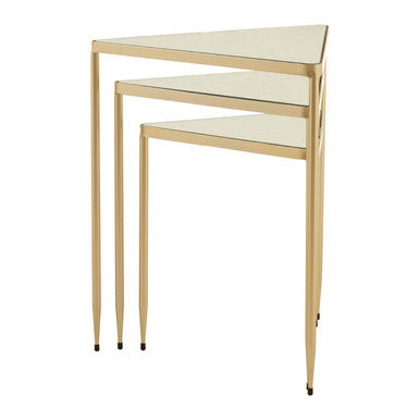 Avantis Champagne Finish Triangular Set of 3 Nesting Tables