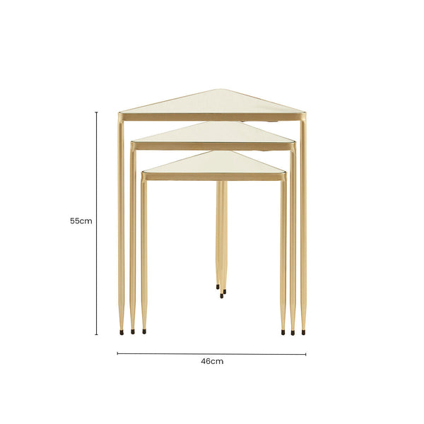 Avantis Champagne Finish Triangular Set of 3 Nesting Tables