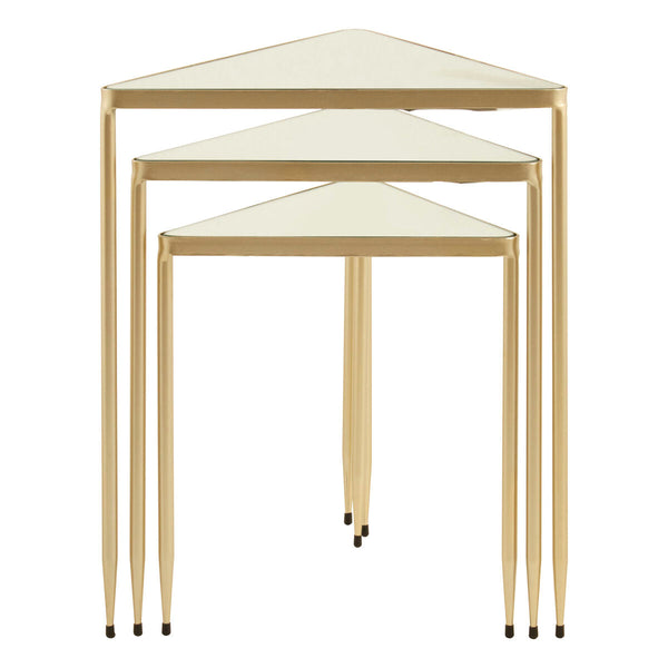 Avantis Champagne Finish Triangular Set of 3 Nesting Tables