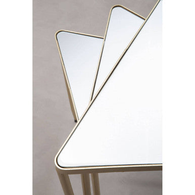 Avantis Champagne Finish Triangular Set of 3 Nesting Tables