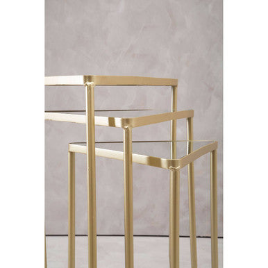 Avantis Champagne Finish Triangular Set of 3 Nesting Tables
