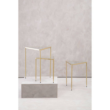 Avantis Champagne Finish Triangular Set of 3 Nesting Tables