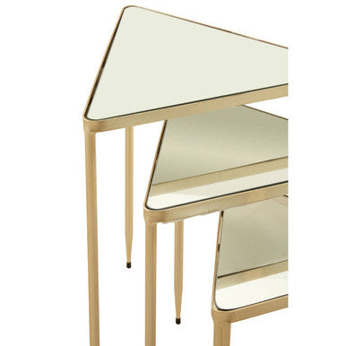 Avantis Champagne Finish Triangular Set of 3 Nesting Tables