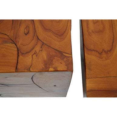 Surak Teak Wood Set of 3 Side Tables and Stools