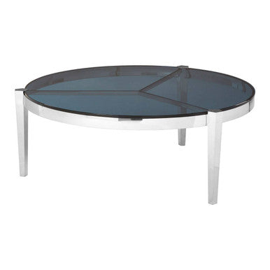 Round Coffee Table with Smoky Grey Glass Top | Piermount