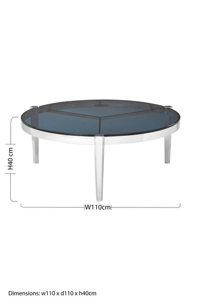 Round Coffee Table with Smoky Grey Glass Top | Piermount