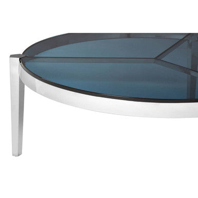 Round Coffee Table with Smoky Grey Glass Top | Piermount