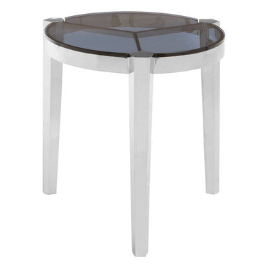 Round End Table with Smoky Grey Glass Top | Piermount