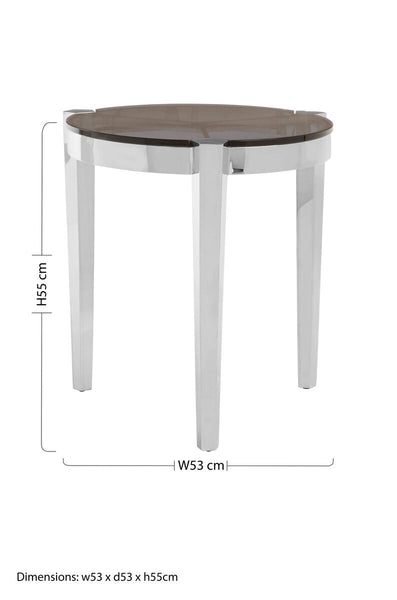 Round End Table with Smoky Grey Glass Top | Piermount